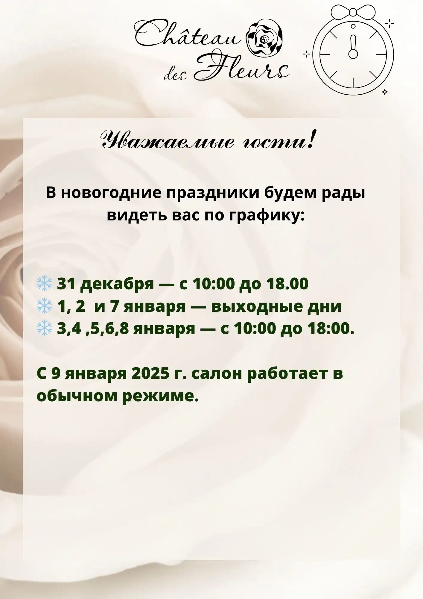 График работы салона